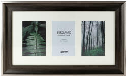 Kenro Bergamo Charcoal multi képkeret, 3db 10x15, faerezet hatás, ezüstszínű matt szegély, szénbarna