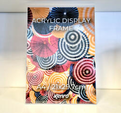 Kenro akryl átlátszó képkeret, A4 21x29, 7cm, álló tájolás, L-alakú talp, akril