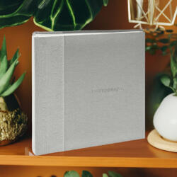 Kenro Kington fotóalbum, memo, 200db 10x15, faerezet minta, PHOTOGRAPH dombornyomott felirat, szürke - webshop