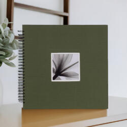 Dörr fotóalbum, spirálos, ablakos, beragasztós, UniTex, 34x34cm, 20lap/40oldal, zöld