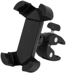 Somogyi Elektronic SA065 kerékpáros, rolleres mobiltartó, masszív tartóbilincs, biztonsági retesz, védett sarokelemek, gumi és szilikonbetétek, 18 - 45 mm kormányátmérőre (SA065)