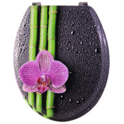 Bath Duck Wc-Ülőke - Mdf - Mintás - Rozsdamentes Acél Zsanérokkal - Bambuszvirág (TS-MDF-SS-D-10)