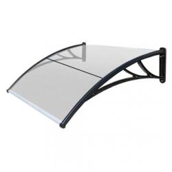 BipiLine Műanyag Előtető, 120x90 cm, Fekete Színű Fali Tartóelemekkel, Áttetsző Polikarbonát Lapokkal (ET-120-90-BK)