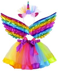 Kruzzel Szivárvány Színű Egyszarvú Jelmez: Szoknya, Szárnyak + Fejpánt (00022962)