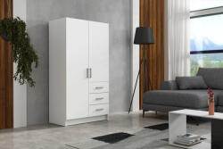 Mindigbútor Pino III. akasztós, polcos, fiókos gardróbszekrény 96 cm fehér színben - smartbutor