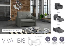 Mindigbútor VIVA BIS I. előre nyíló rugós fotelágy Manila 15 színben - smartbutor