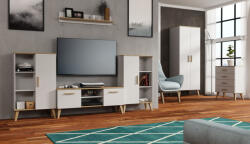 Mindigbútor DITA nappali szekrénysor matt fehér/sonoma - smartbutor