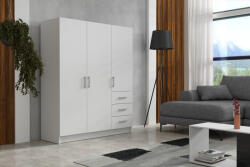Mindigbútor Pino IV. akasztós, polcos, fiókos gardróbszekrény 144 cm fehér színben - smartbutor