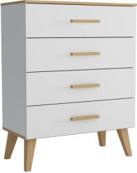 Mindigbútor DITA 4 fiókos komód matt fehér/sonoma - smartbutor