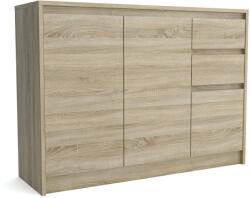 Mindigbútor Palma LUX M 3 ajtós, 2 fiókos komód, sonoma tölgy - smartbutor