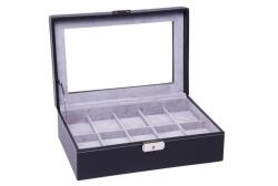  928 Fekete varott óratartó doboz 10 karórához - oraker-arkad