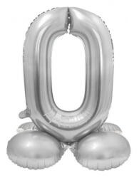 GoDan Ezüst 0-ás Silver szám fólia lufi talppal 72 cm MLG145977 (MLG145977)