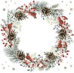 POL-MAK Karácsony Wreath on White szalvéta 20 db-os 33x33 cm PKK051959 (PKK051959)