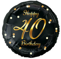 Godan Happy Birthday Black-Gold 40 fólia lufi 36 cm MLG154924 (MLG154924)