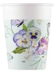 Procos Turquoise Butterfly, Pillangó papír pohár 8 db-os 200 ml PNN95006 (PNN95006)