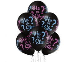 Godan He or She, fiú vagy Lány léggömb, lufi 6 db-os 12 inch (30cm) MLG011913 (MLG011913)