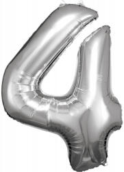Amscan Óriás 4-es szám Fólia lufi, Silver 86*66 cm DPA9906289 (DPA9906289)