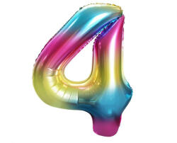 Godan Rainbow, Szivárvány 4-es szám fólia lufi 85 cm MLG120332 (MLG120332)