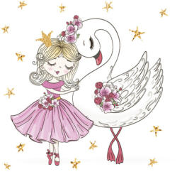 POL-MAK Balett, Balerina With Swan szalvéta 20 db-os 33x33 cm PKK056985 (PKK056985)