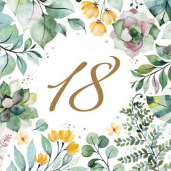 POL-MAK Happy Birthday 18 Floral Frame szalvéta 20 db-os 33x33 cm PKK059986 (PKK059986)