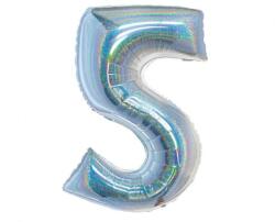 Godan Ezüst Holographic 5-ös szám fólia lufi 76 cm MLG144789 (MLG144789)