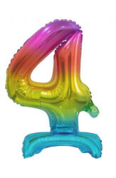 Godan Rainbow, Színes mini 4-es szám fólia lufi talppal 38 cm MLG134704 (MLG134704)