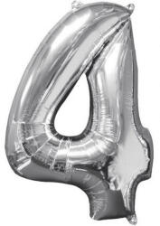 Amscan Szám Fólia lufi 4-es, Silver 66*45 cm DPA3195801 (DPA3195801)