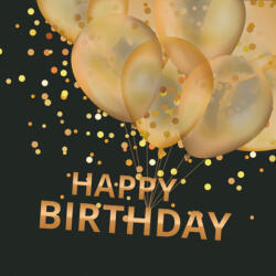 POL-MAK Happy Birthday Black szalvéta 20 db-os 25x25 cm PKK760982 (PKK760982)
