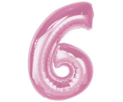 Godan Rózsaszín 6-os Light Pink szám fólia lufi 92 cm MLG195637 (MLG195637)