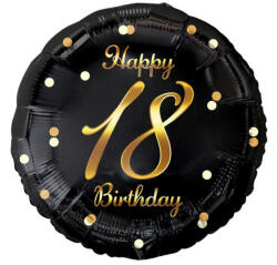 Godan Happy Birthday Black-Gold 18 fólia lufi 36 cm MLG147919 (MLG147919)
