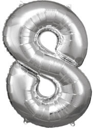 Amscan Óriás 8-as szám Fólia lufi, Silver 83*55 cm DPA9906293 (DPA9906293)
