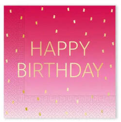 Procos Happy Birthday Golden Pink szalvéta 20 db-os 33x33 cm FSC PNN96625 (PNN96625)