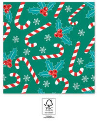 Procos Xmas Sugar Canes, Karácsony szalvéta 20 db-os, 33x33 cm FSC PNN95373 (PNN95373)