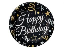 Godan Happy Birthday B&C papírtányér 6 db-os 18 cm MLG160680 (MLG160680)