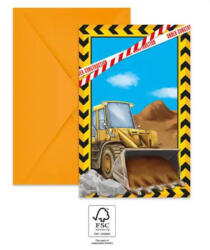 Procos Construction, Építkezés Party meghívó 6 db-os FSC PNN95476 (PNN95476)