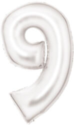 Amscan Lustre White, Fehér 9-es szám fólia lufi 86 cm DPA9917301 (DPA9917301)