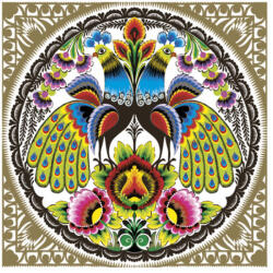 POL-MAK Állatos Folk Peacocks Gold szalvéta 20 db-os 33x33 cm PKK058927 (PKK058927)