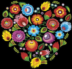 POL-MAK Virág Folk Heart Black szalvéta 20 db-os 33x33 cm PKK058545 (PKK058545)