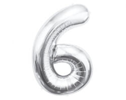Godan Silver, Ezüst 6-os szám fólia lufi 85 cm MLG109511 (MLG109511)