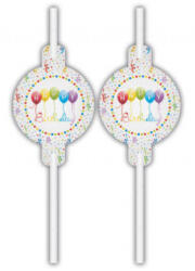 Procos Happy Birthday Streamers papír szívószál 4 db-os szett PNN91837 (PNN91837)