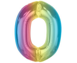 Godan Színes 0-ás Rainbow szám fólia lufi 92 cm MLG195354 (MLG195354)
