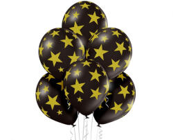 Godan Black Star, Csillagos léggömb, lufi szett 6 db-os 30 cm (12 inch) MLG000313 (MLG000313)
