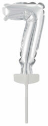 Amscan Silver, Ezüst 7-es szám fólia lufi tortára 13 cm DPA9912691 (DPA9912691)