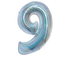 Godan Ezüst Holographic 9-es szám fólia lufi 76 cm MLG144864 (MLG144864)