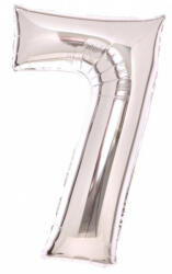 Amscan Silver, Ezüst 7-es szám fólia lufi 66 cm DPA9913232 (DPA9913232)
