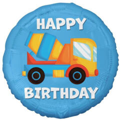 Godan Happy Birthday Concrete Mixer, Betonkeverő fólia lufi 36 cm MLG149333 (MLG149333)