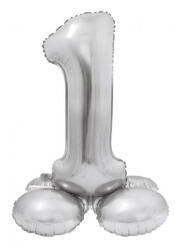 GoDan Ezüst 1-es Silver szám fólia lufi talppal 72 cm MLG144581 (MLG144581)