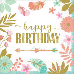 Amscan Happy Birthday Girl szalvéta 16 db-os 33*33 cm DPA51210666 (DPA51210666)