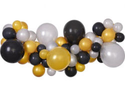 Godan Silver-Gold-Black, Ezüst-Arany-Fekete léggömb, lufi girland szett 65 db-os MLG031379 (MLG031379)