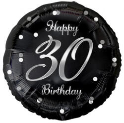 Godan Happy Birthday Black-Silver 30 fólia lufi 36 cm MLG155013 (MLG155013)